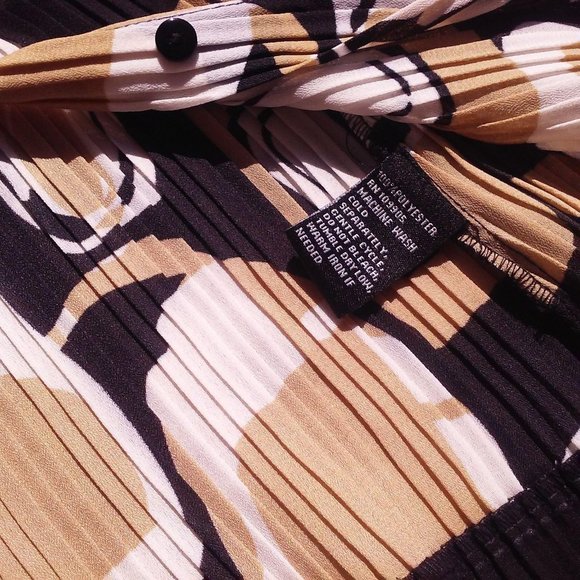 Vintage Y2K Pleated Blouse Sz-L Ringer Mod Print - Picture 7 of 10